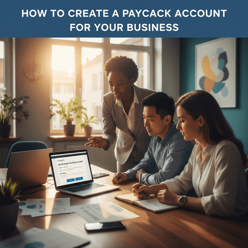 Diverse team collaborating in a modern office, focusing on Paystack registration.