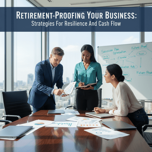Business professionals discussing financial charts in a bright, modern office environment.
